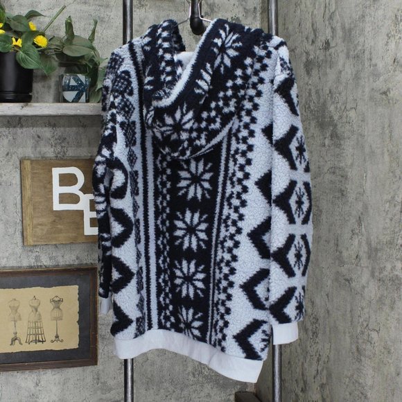 NWT Tommy Hilfiger Women's Hooded Sherpa Jacket J2XEH410 M Pearl Blue - Picture 3 of 6